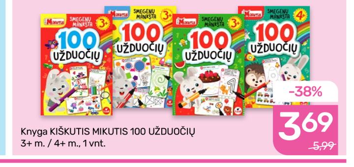 Knyga KIŠKUTIS MIKUTIS 100 UŽDUOČIŲ, 1 vnt