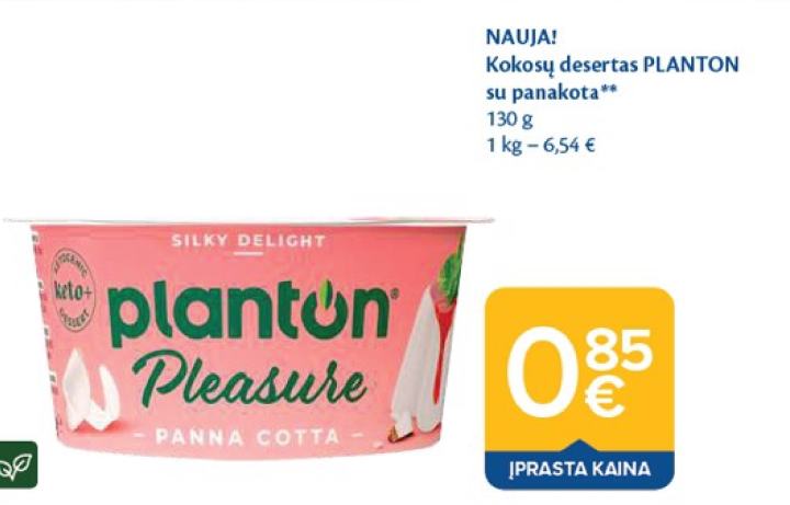 Kokosų desertas PLANTON su panakota, 130 g
