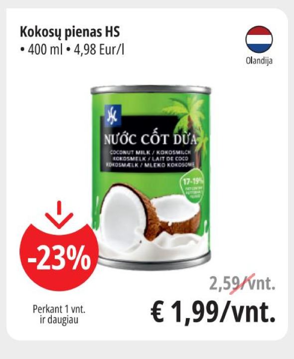 Kokosų pienas HS, 400 ml