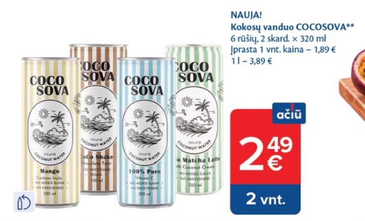Kokosų vanduo COCOSOVA, 2 skard.
