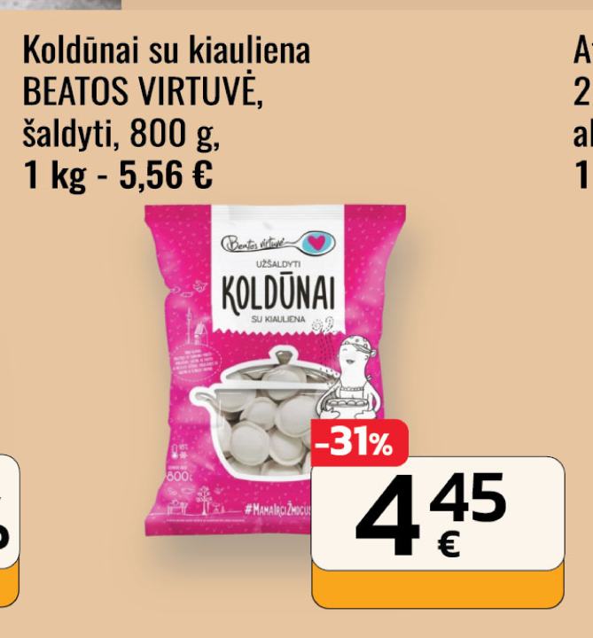 Koldūnai su kiauliena BEATOS VIRTUVĖ, 800 g