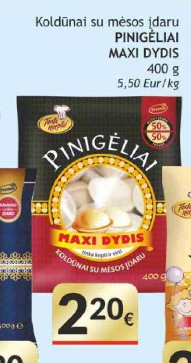 Koldūnai su mėsos įdaru PINIGĖLIAI MAXI DYDIS, 400 g