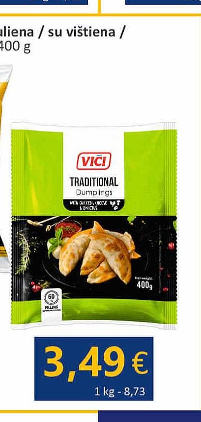 Koldūnai TRADITIONAL su vištiena / su vištiena, sūriu, baravykais, 400 g