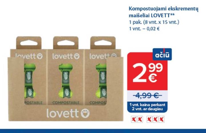Kompostuojami ekskrementų maišeliai LOVETT, 1 pak.