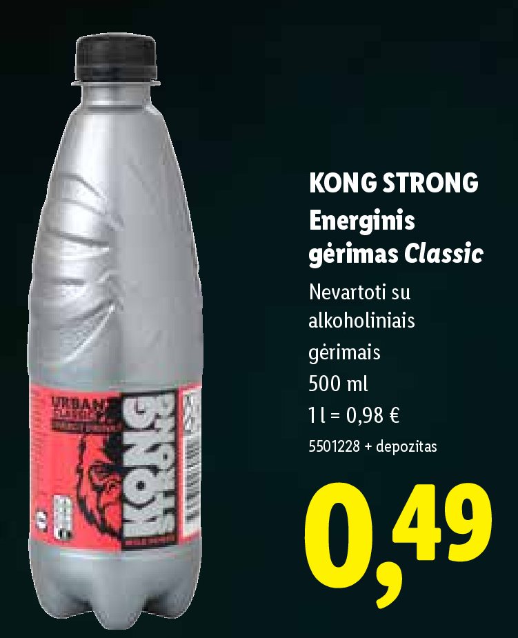 KONG STRONG Energinis gėrimas Classic, 500 ml