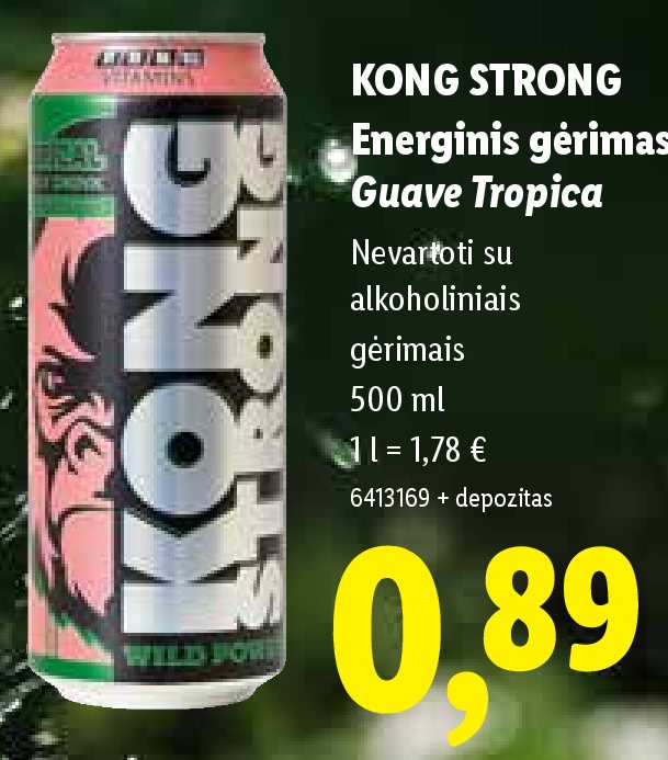 KONG STRONG Energinis gėrimas Guave Tropica, 500 ml