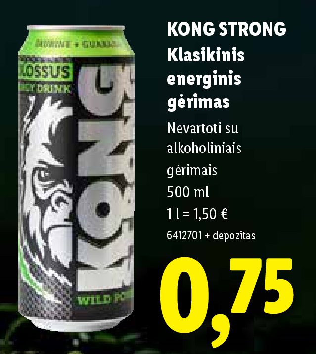 KONG STRONG Klasikinis energinis gėrimas, 500 ml