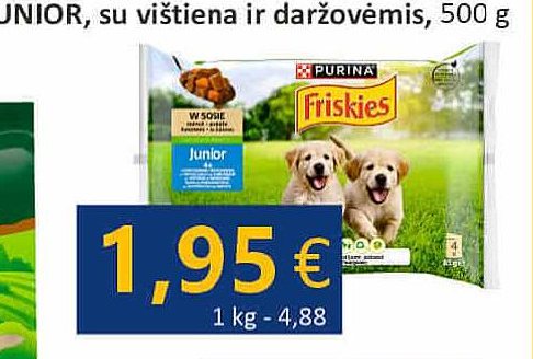 Konservai šunims FRISKIES JUNIOR su vištiena, 4 x 85 g