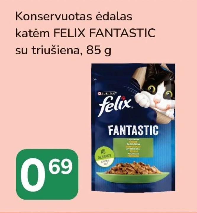 Konservuotas ėdalas katėms FELIX FANTASTIC su triušiena, 85 g