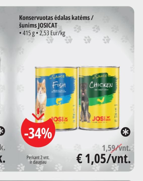 Konservuotas ėdalas katėms / šunims JOSICAT, 415 g