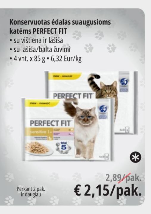 Konservuotas ėdalas suaugusioms katėms PERFECT FIT, 4 vnt