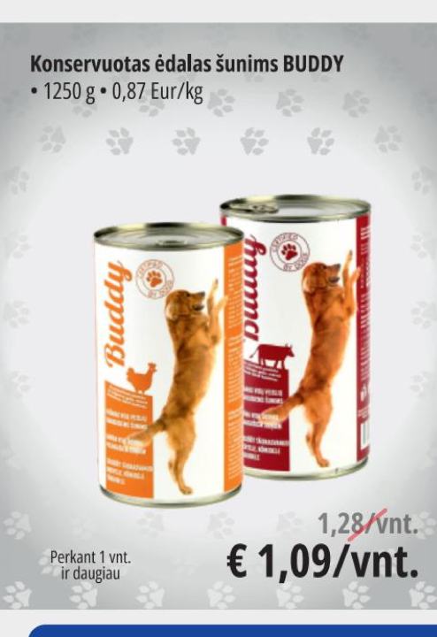 Konservuotas ėdalas šunims BUDDY, 1250 g