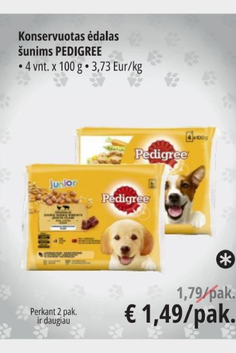Konservuotas ėdalas šunims PEDIGREE, 4 vnt