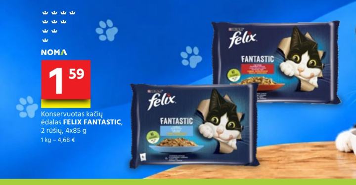 Konservuotas kačių ėdalas FELIX FANTASTIC, 4 x 85 g
