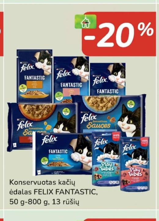 Konservuotas kačių ėdalas FELIX FANTASTIC, 50 g-800 g