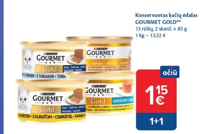 Konservuotas kačių ėdalas GOURMET GOLD, 2 skard.