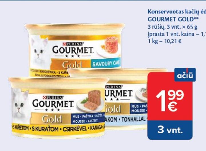 Konservuotas kačių ėdalas GOURMET GOLD, 3 vnt