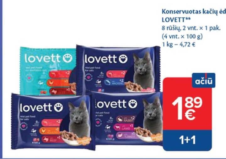 Konservuotas kačių ėdalas LOVETT, 100 g