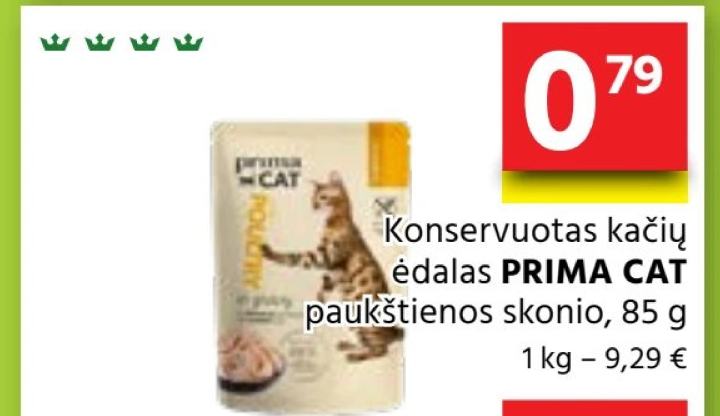 Konservuotas kačių ėdalas PRIMA CAT, 85 g
