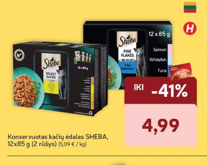 Konservuotas kačių ėdalas SHEBA, 12 x 85 g