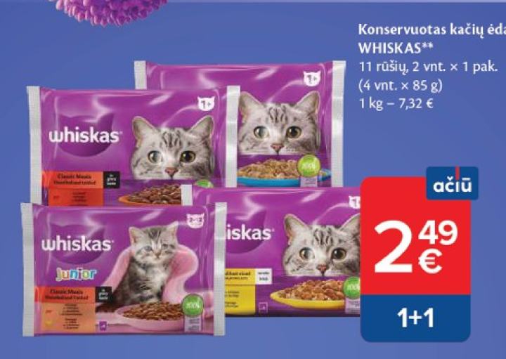 Konservuotas kačių ėdalas WHISKAS, 85 g