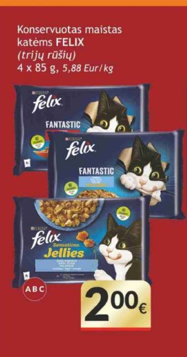 Konservuotas maistas katėms FELIX, 4 x 85 g
