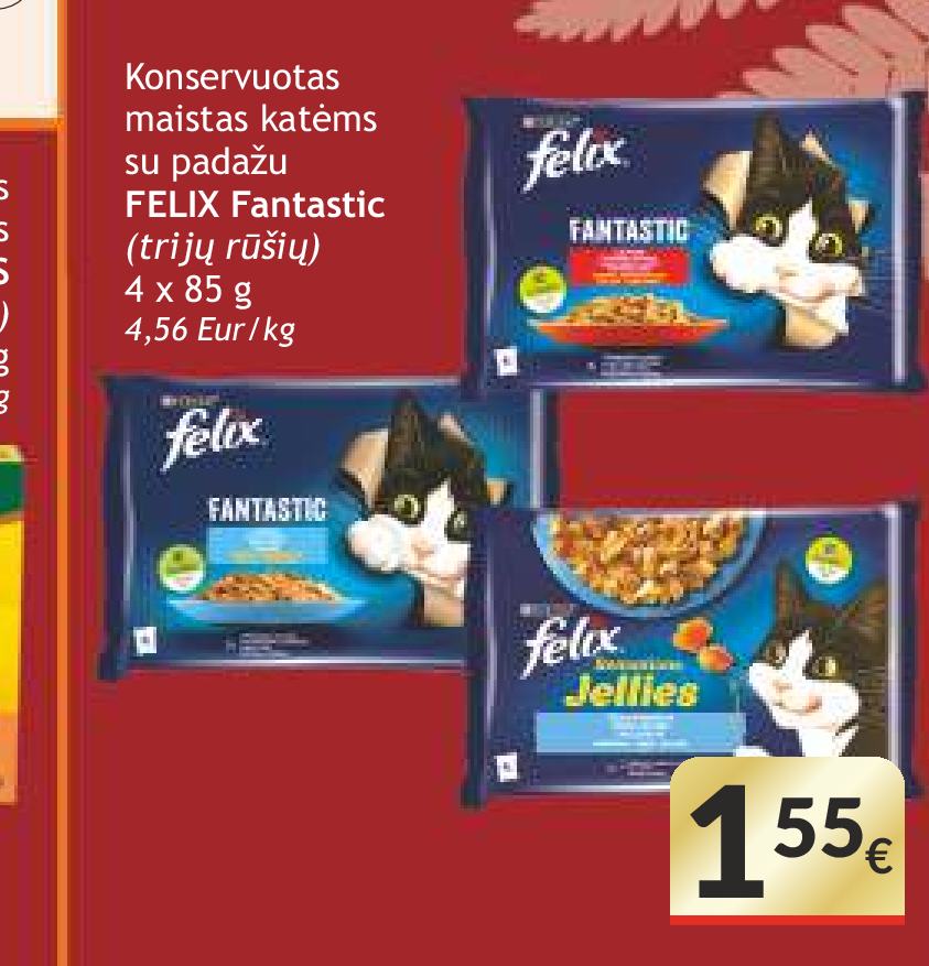Konservuotas maistas katėms su padažu FELIX Fantastic, 4 x 85 g