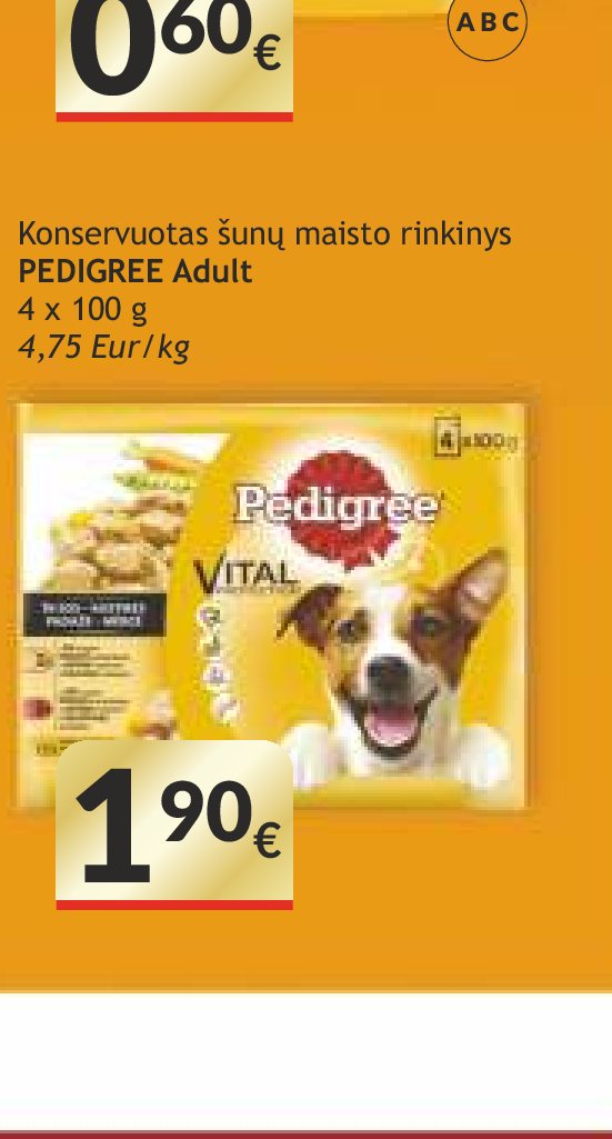 Konservuotas šunų maisto rinkinys PEDIGREE Adult, 4 x 100 g