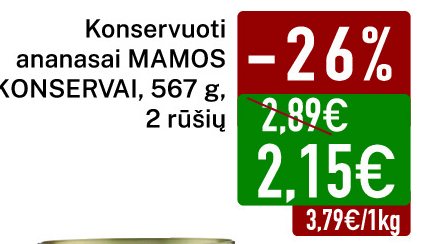 Konservuoti ananasai MAMOS KONSERVAI, 567 g