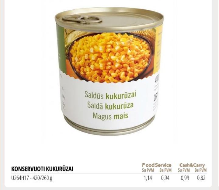 KONSERVUOTI KUKURŪZAI, 260 g