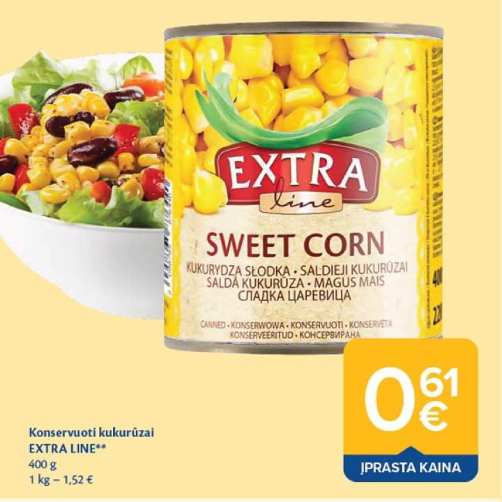 Konservuoti kukurūzai EXTRA LINE, 400 g