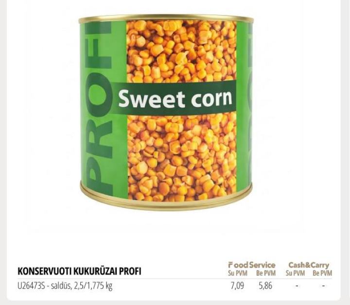 KONSERVUOTI KUKURŪZAI PROFI, 1.775 kg