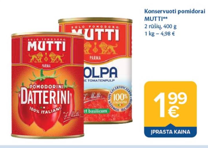 Konservuoti pomidorai MUTTI, 400 g
