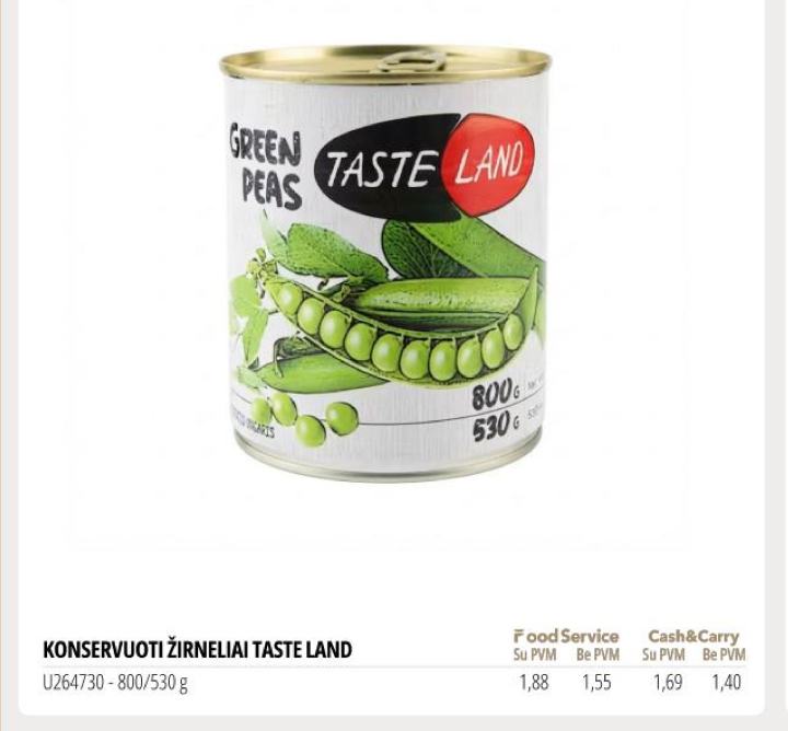 KONSERVUOTI ŽIRNELIAI TASTE LAND, 530 g