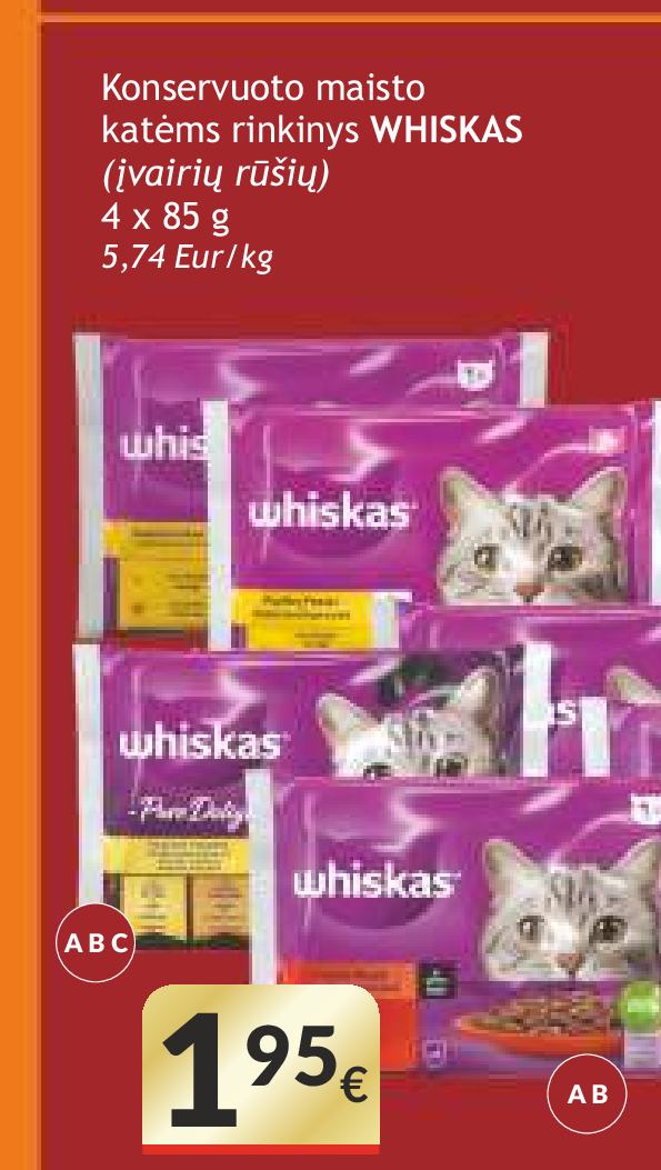 Konservuoto maisto katėms rinkinys WHISKAS, 4 x 85 g