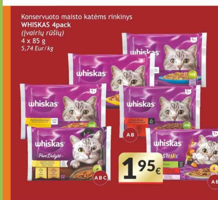 Konservuoto maisto katėms rinkinys WHISKAS 4pack, 4 x 85 g