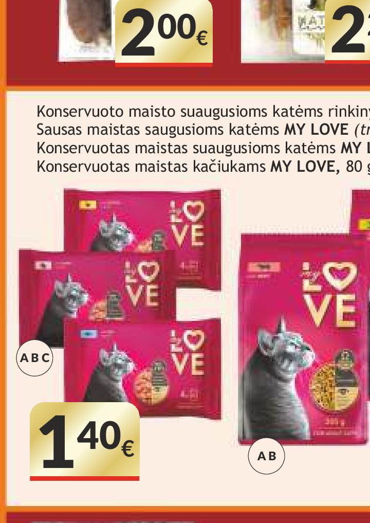 Konservuoto maisto saugusioms katėms rinkinys MY LOVE, 4 x 85 g