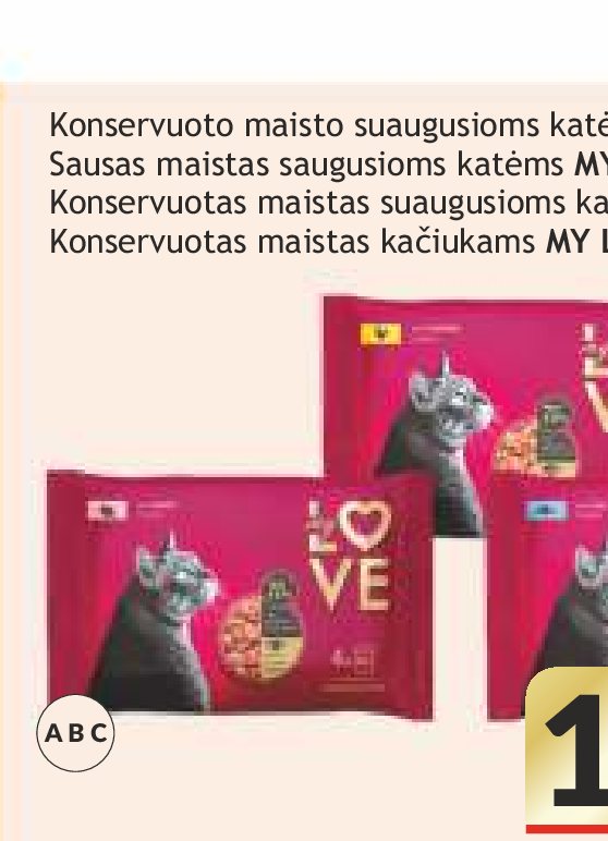 Konservuoto maisto suaugusioms katėms rinkinys MY LOVE, 4 x 85 g
