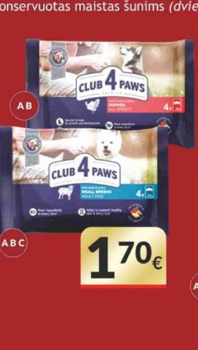 Konservuoto maisto šunims rinkinys CLUB 4 PAWS Premium, 4 x 85 g