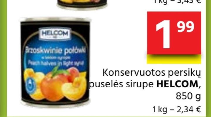 Konservuotos persikų puselės sirupe HELCOM, 850 g