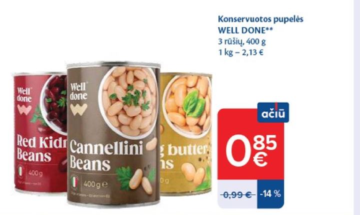 Konservuotos pupelės WELL DONE, 400 g