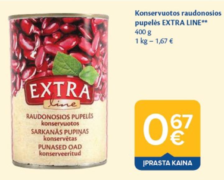 Konservuotos raudonosios pupelės EXTRA LINE, 400 g