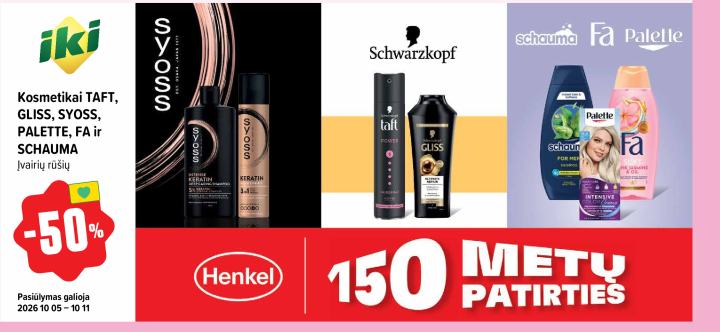Kosmetikai TAFT, GLISS, SYOSS, PALETTE, FA ir SCHAUMA