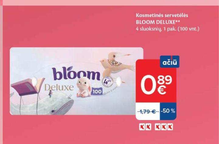 Kosmetinės servetėlės BLOOM DELUXE, 1 pak.