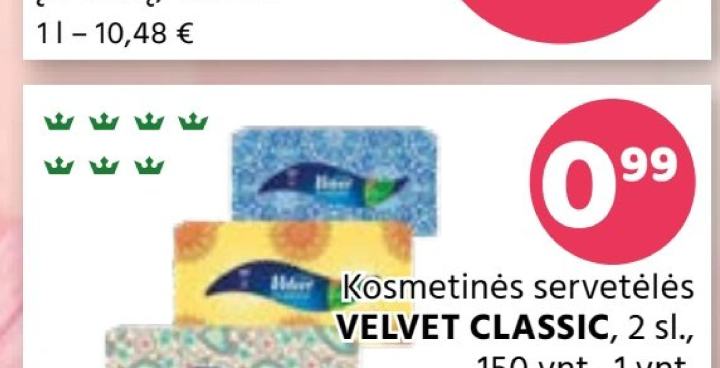 Kosmetinės servetėlės VELVET CLASSIC, 150 vnt