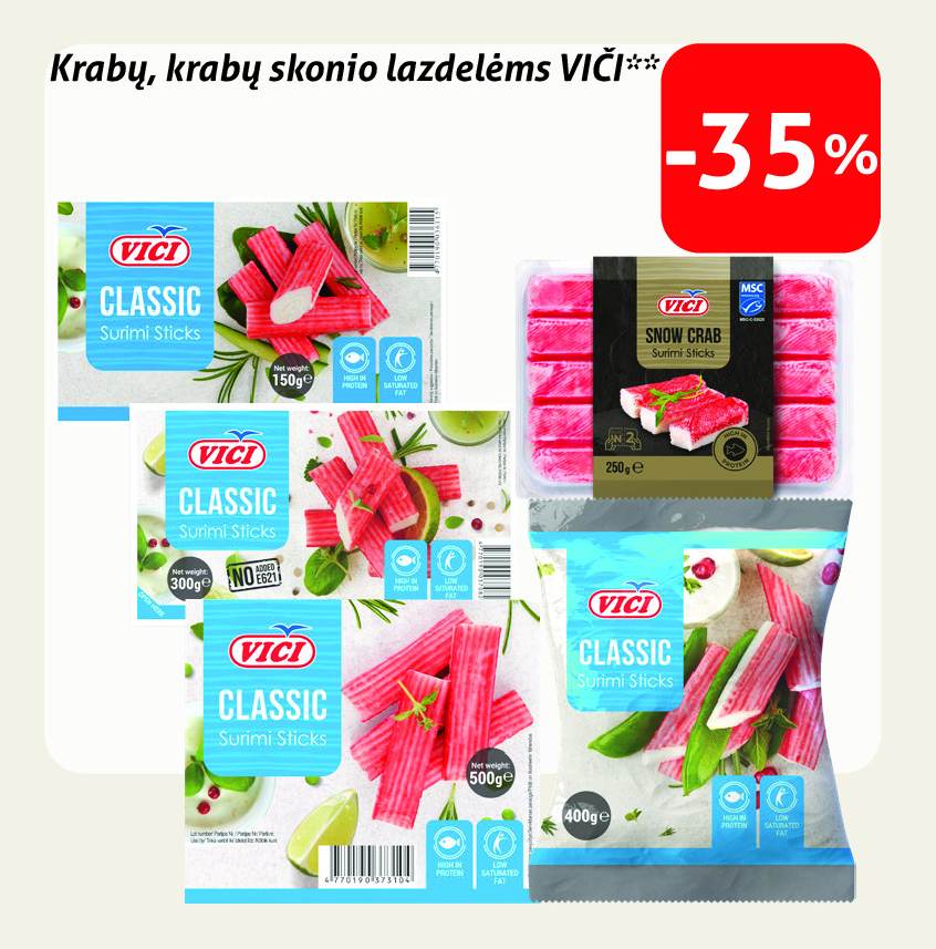 Krabų, krabų skonio lazdelėms VIČI