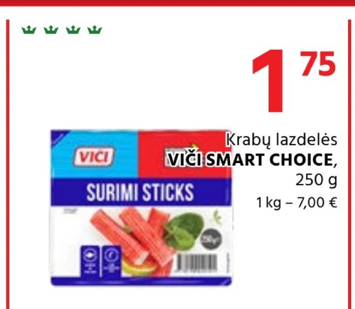 Krabų lazdelės VIČI SMART CHOICE, 250 g