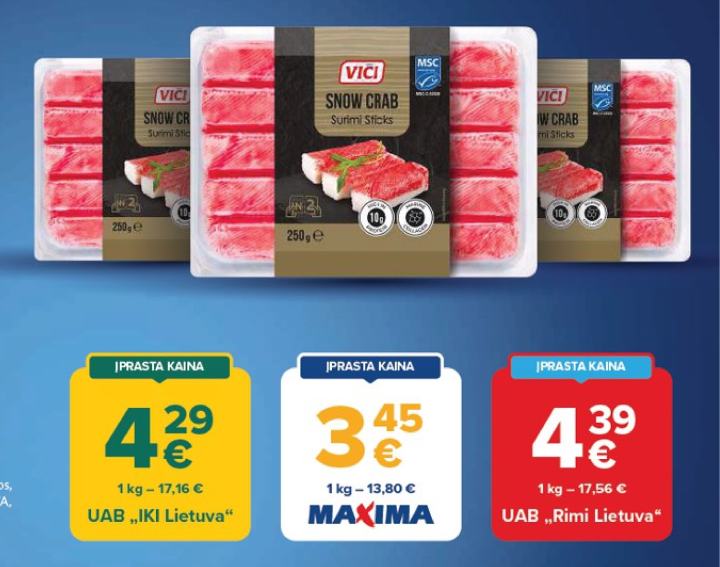 Krabų skonio lazdelės VIČI SNOW CRAB, 250 g