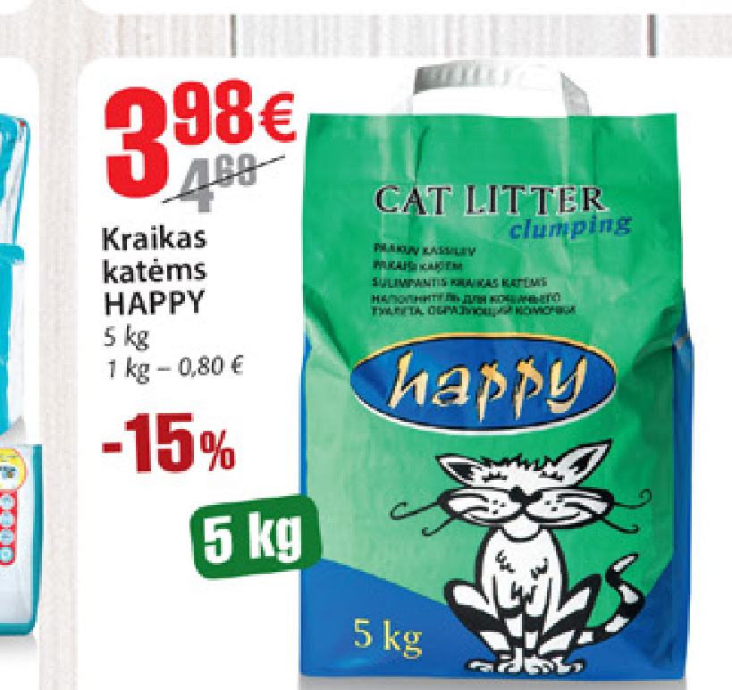 Kraikas katėms HAPPY, 5 kg