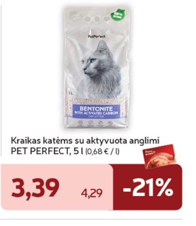 Kraikas katėms su aktyvuota anglimi PET PERFECT, 5 l